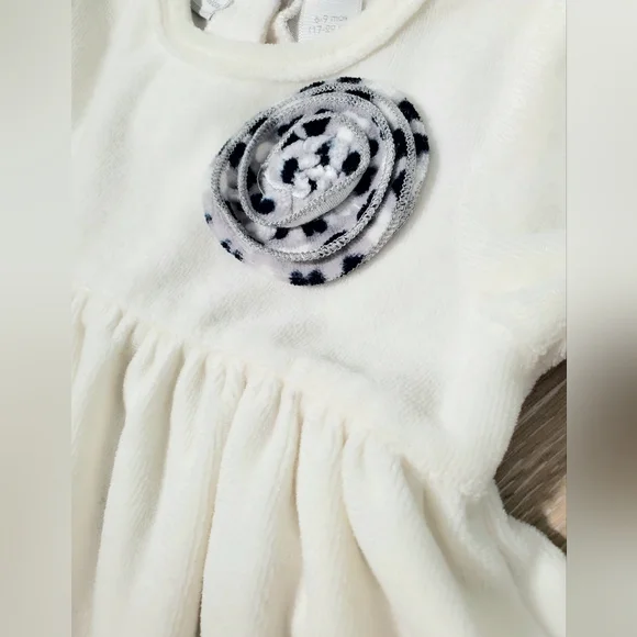 Off-White Terry Velour Tunic with Black and White Heart Print Leggings Size 6-9M - Picture 5 of 9